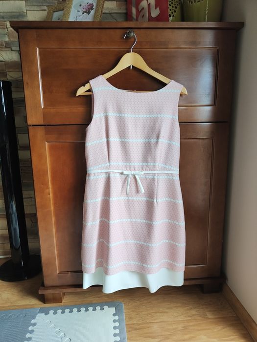 Sukienka damska 40 L Modello pudrowy róż wesele komunia chrzest imprez