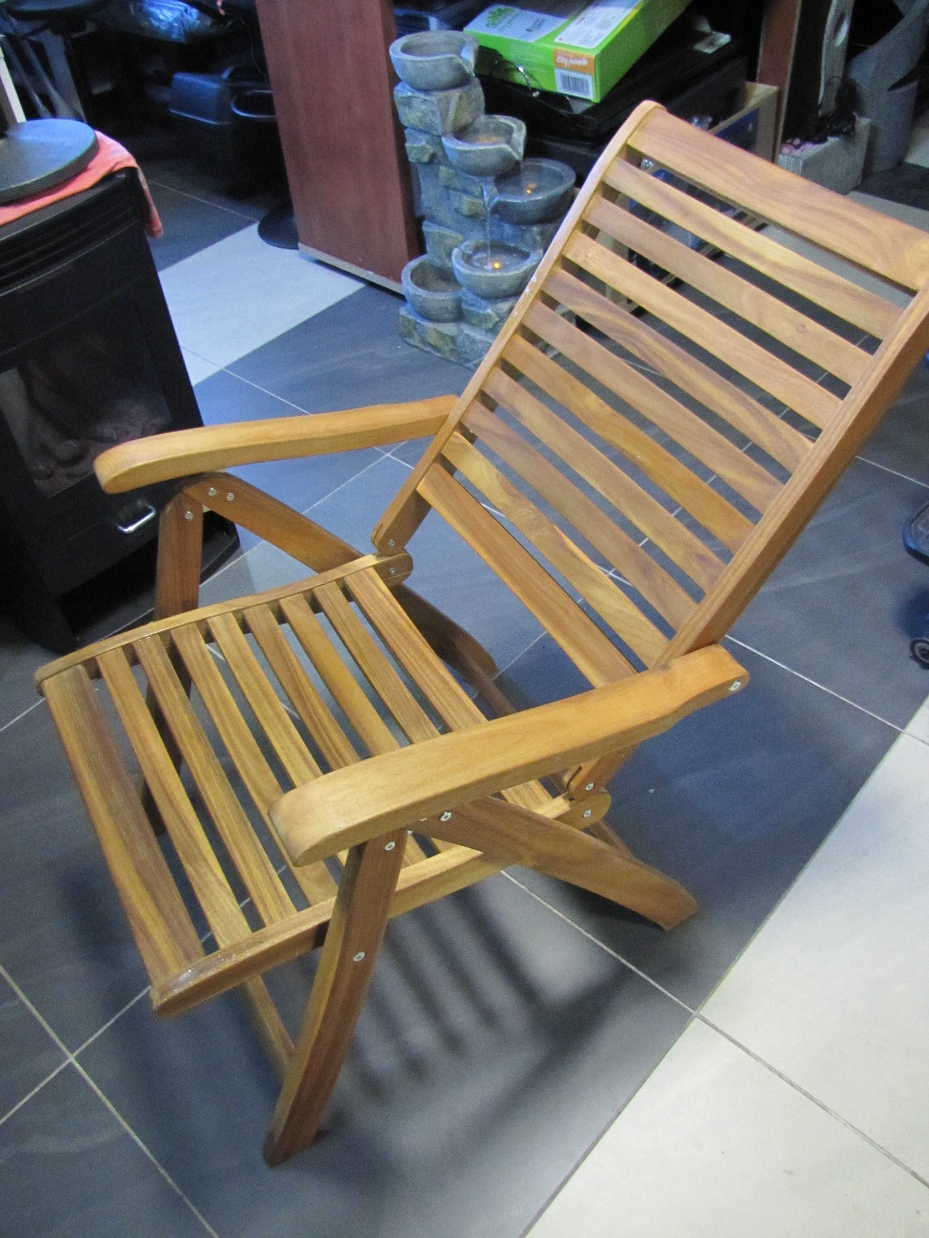 Krzesło ogrodowe rozkładane z drewna akacjowego fotel Macao