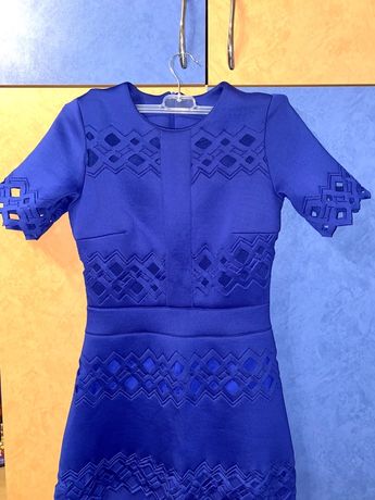 Платье синие сетка dg кружево шелк електрик длинное в пол