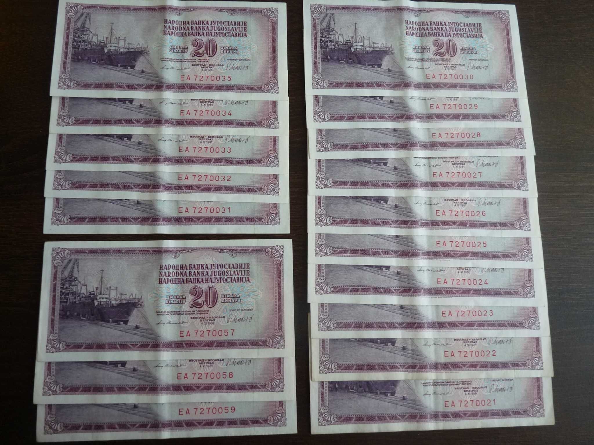 Banknot 20 Dinarów Jugosławia / 1981