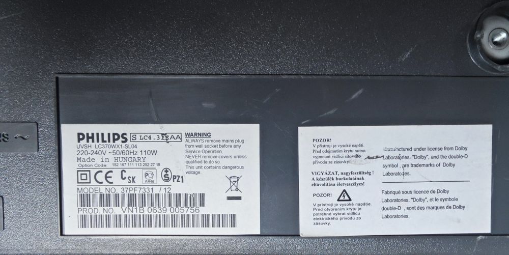 Telewizor Philips 37" LCD 37PF7331/12 – sprawny, do powieszenia