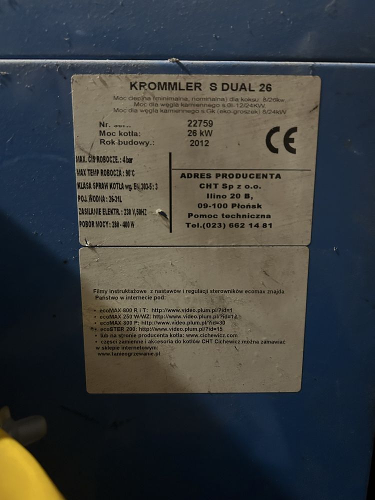 Części - kocioł żeliwny BUDERUS Krommler S dual 26kw z podajnikiem