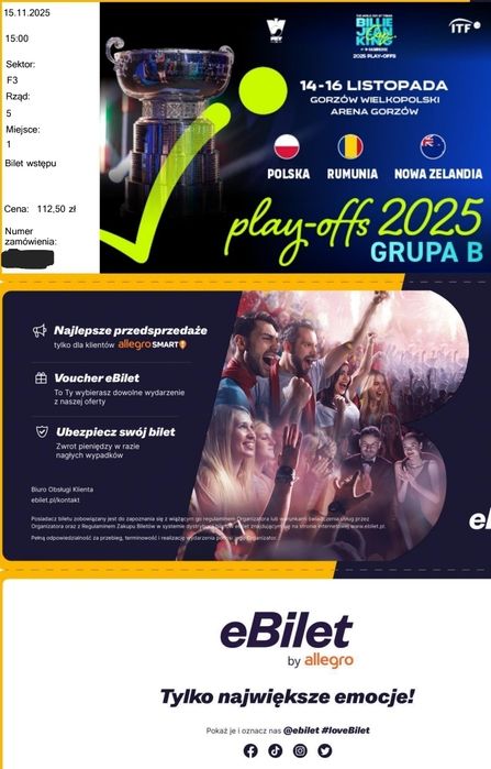 Bilety na turniej tenisa Billie Jean King Cup Gorzów 2025 (15.11.2025)