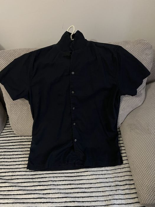 Koszula Abercrombie & Fitch navy rozmiar S linen blend