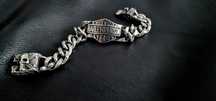 Atrakcyjna masywna stalowa bransoletka czaszka Harley chopper cruiser