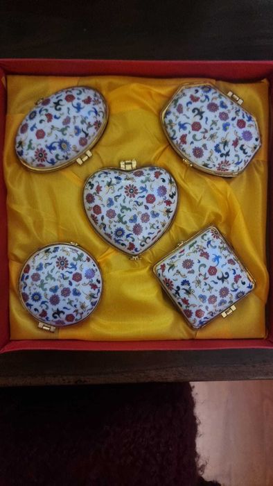 5 Caixas porcelana miniatura