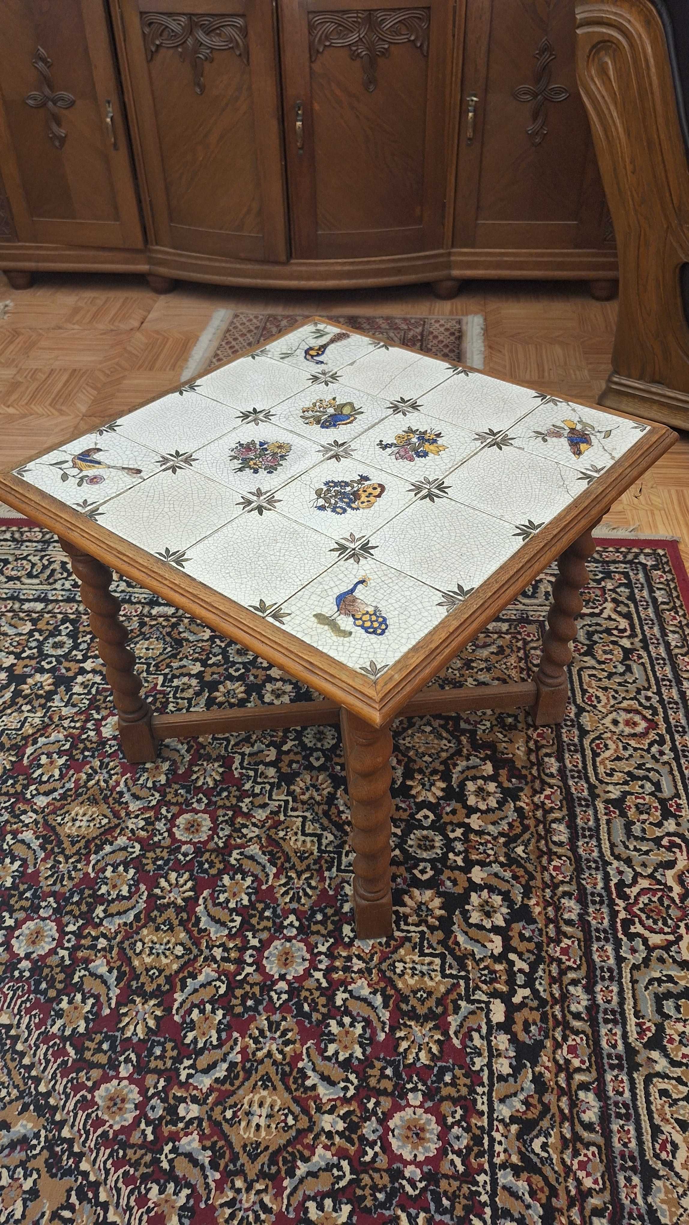Stolik holenderski z blatem z płytek ceramicznych