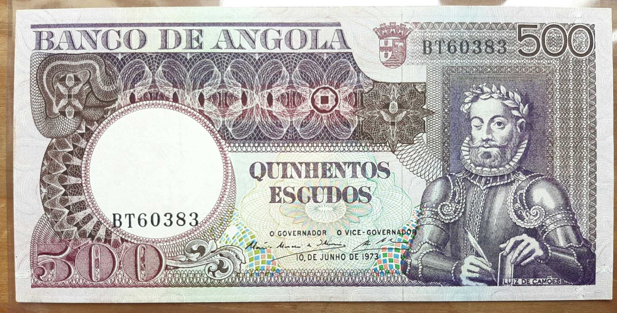 Lote completo de Angola de 1973 de Notas - 1000, 500, 100, 50 e 20