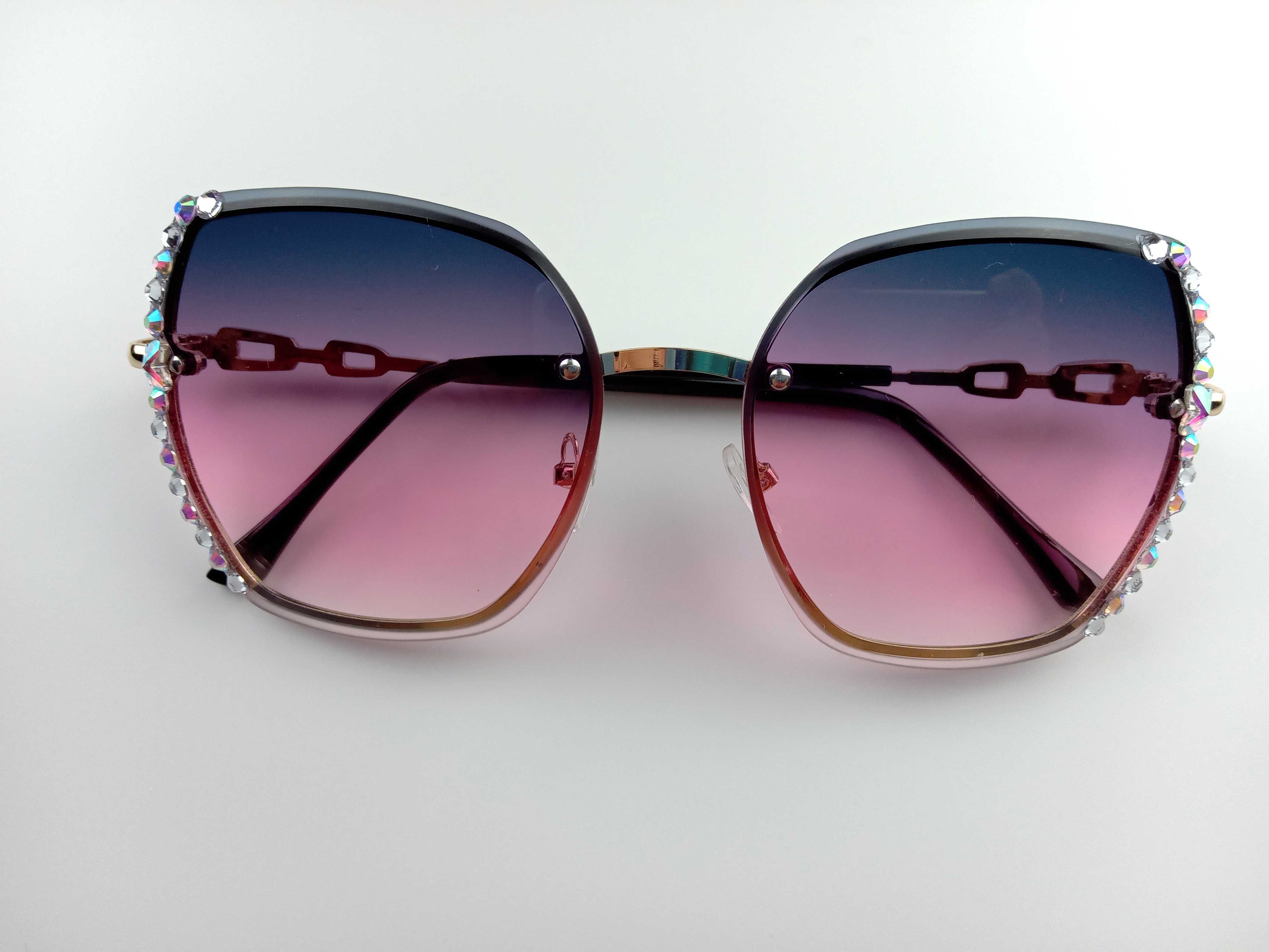 Nowe duże okulary przeciwsłoneczne damskie z kolorową soczewką UV400