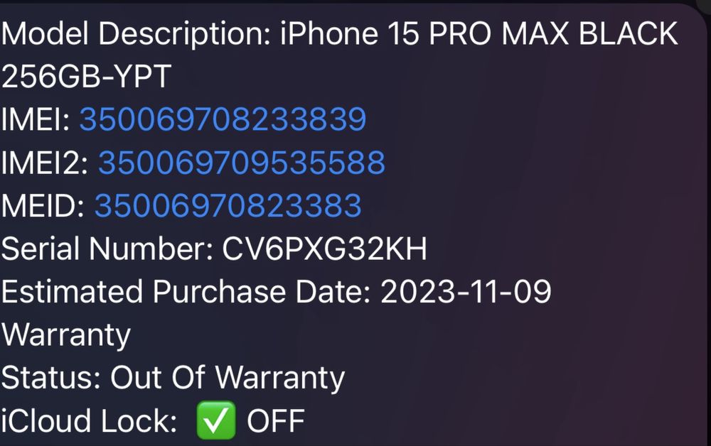 Apple iPhone 15 Pro Max 256Gb. ( Black Titanium )