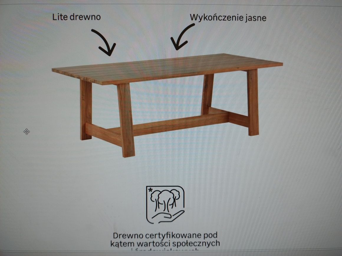 Meble drewniane Akacjowe Stół + 2 x ławka + 2 x stołek Solidne Nowe