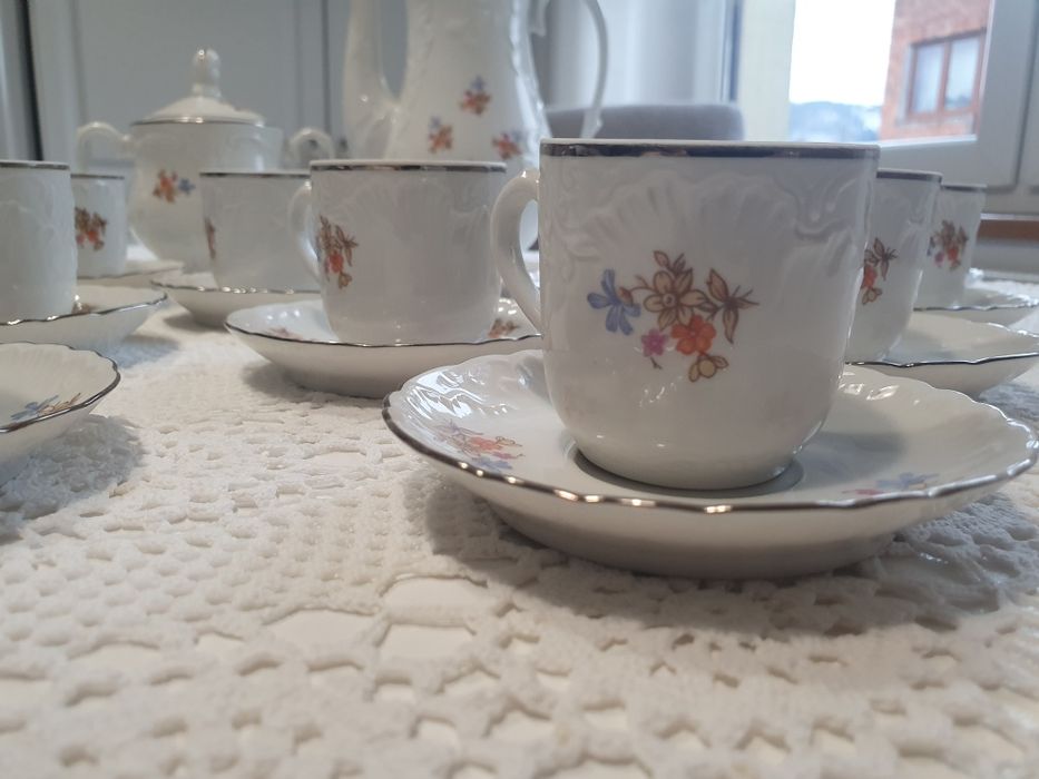 Zestaw kawowy porcelana Ćmielów 12+1+1