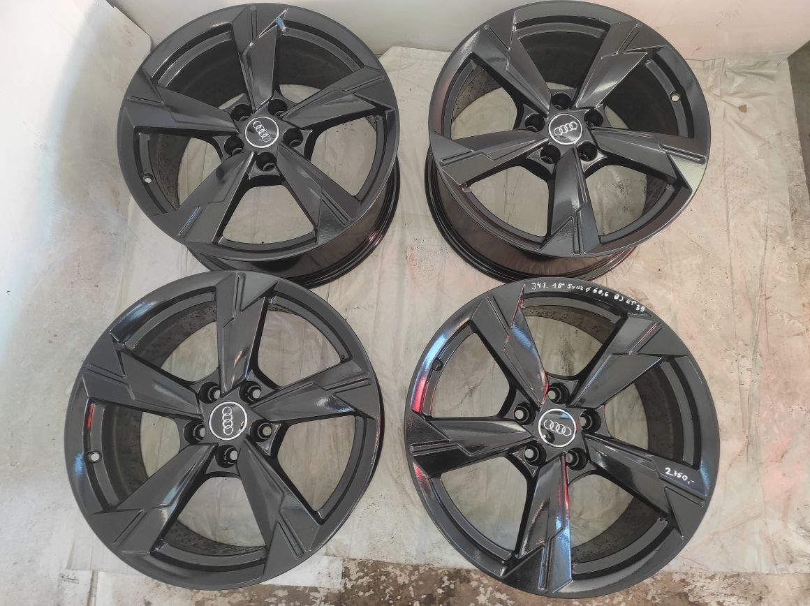 347 Felgi aluminiowe ORYGINAŁ AUDI R 18 5x112 otwór 66,6 CZARNE