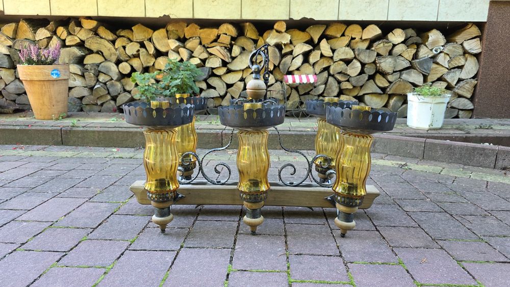 Żyrandol lampa sufitowa drewo loft retro restauracja bar