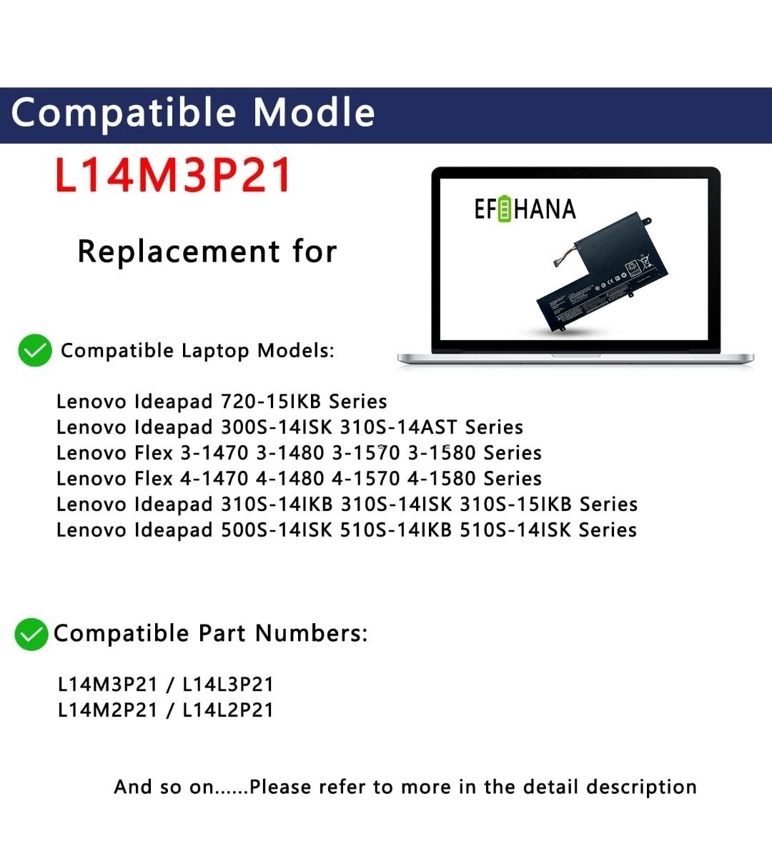 L14M3P21 Заміна акумулятора ноутбука для Lenovo Flex 3 Flex 4 IdeaPad