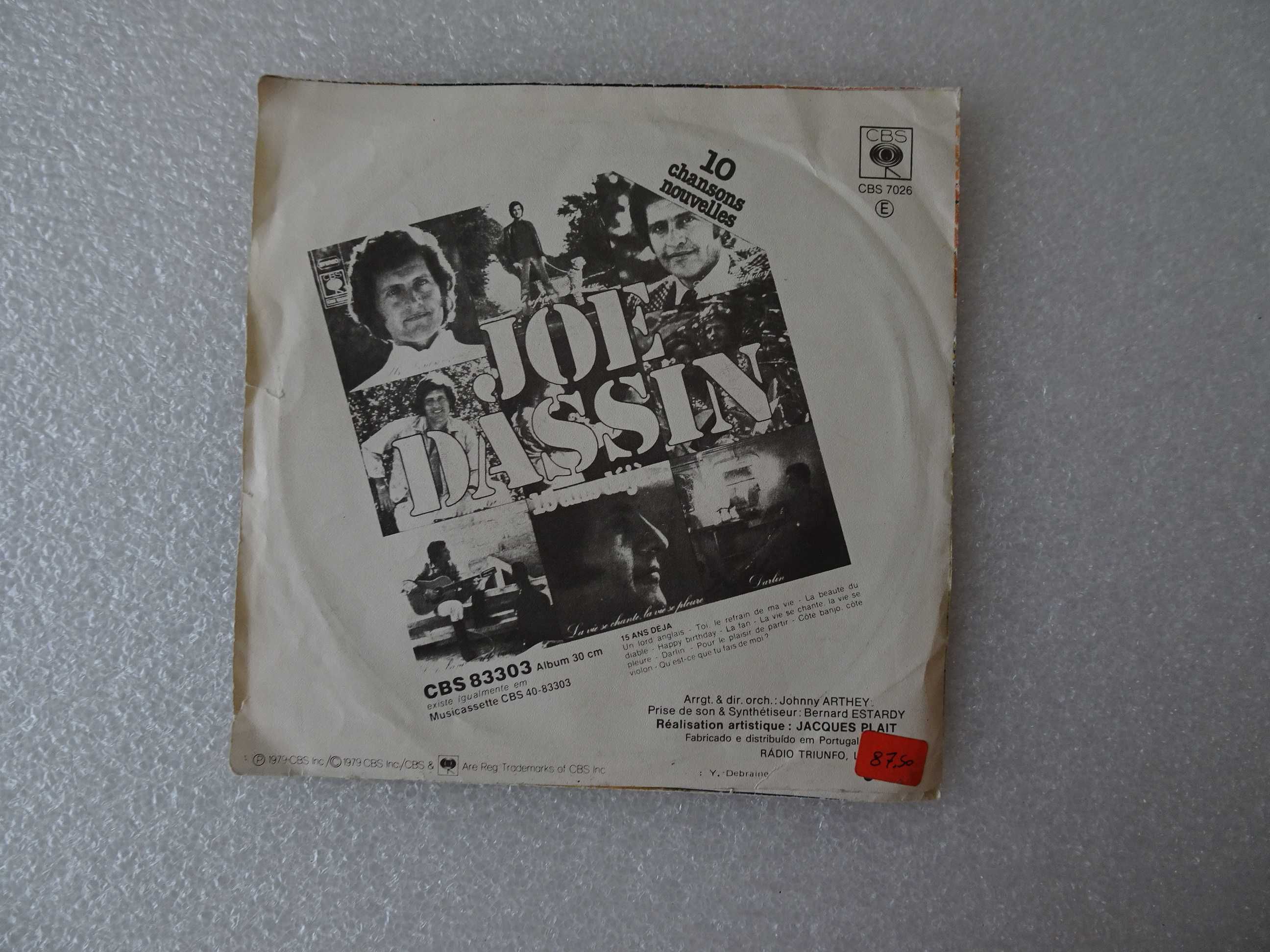 Disco vinil single - Joe Dassin - La viese chante, la vie se pleure