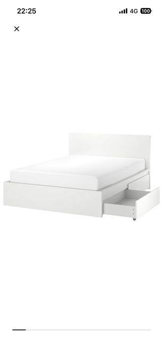 Cama alta c/ 2 gavetas de arrumação, branca, 180x200 cm