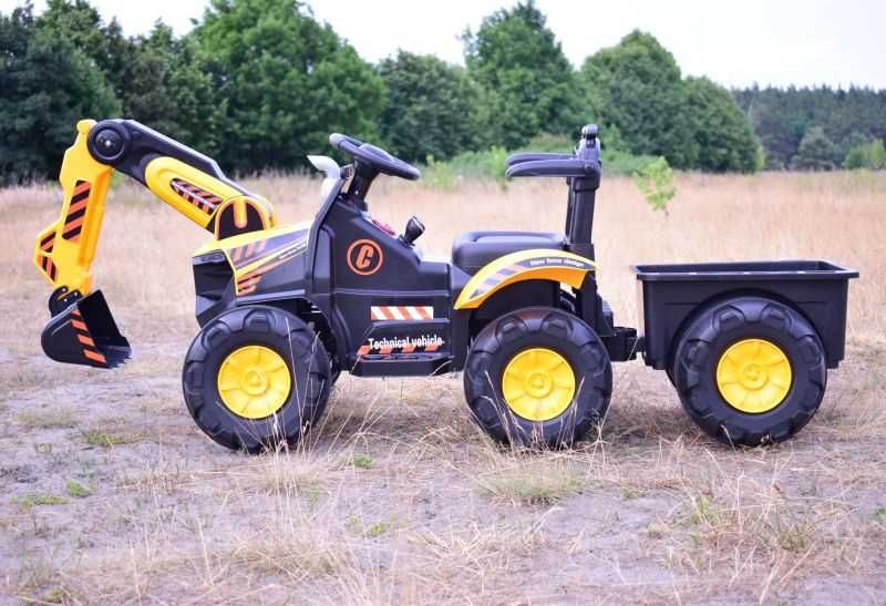 Autko traktor KOPARKA NA AKUMULATOR Z PRZYCZEPĄ jeździk pojazd pilot