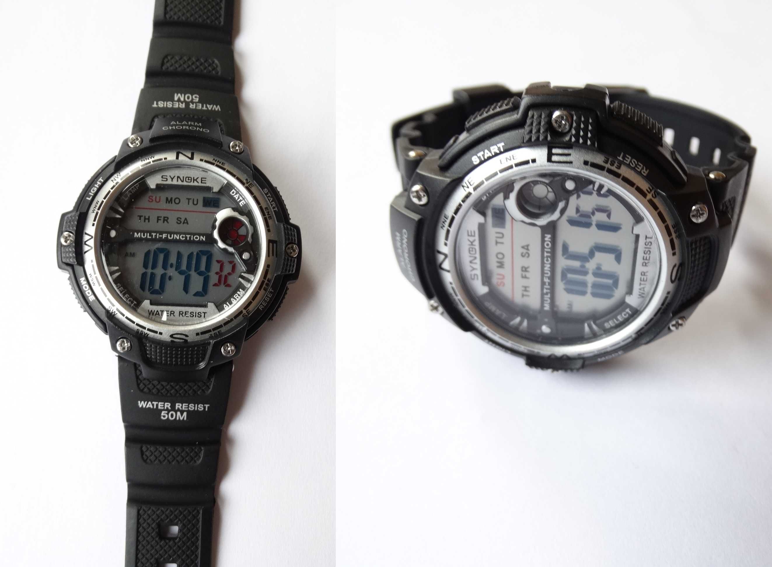 Cyfrowy zegarek elektroniczny sportowy stoper WR50 alarm gumowy pasek