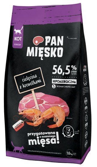 Hipoalergiczna karma dla kota - Pan Mięsko cielęcina i krewetki 1,6kg