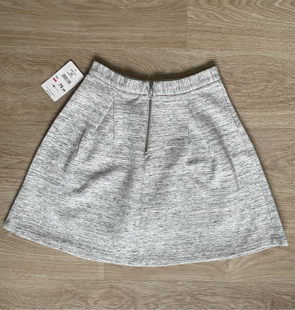 Reserved / NOWA spódnica skater skirt rozkloszowana szara mini / 36