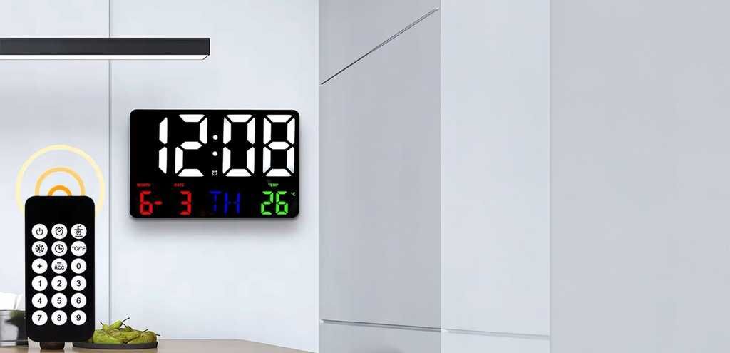 Zegar Cyfrowy Ścienny Biurkowy LCD Data Temperatura Alarm Budzik 24H