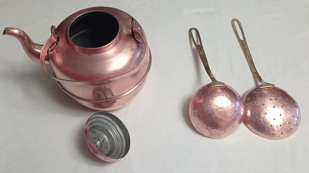 Медная посуда чайник черпак шумовка