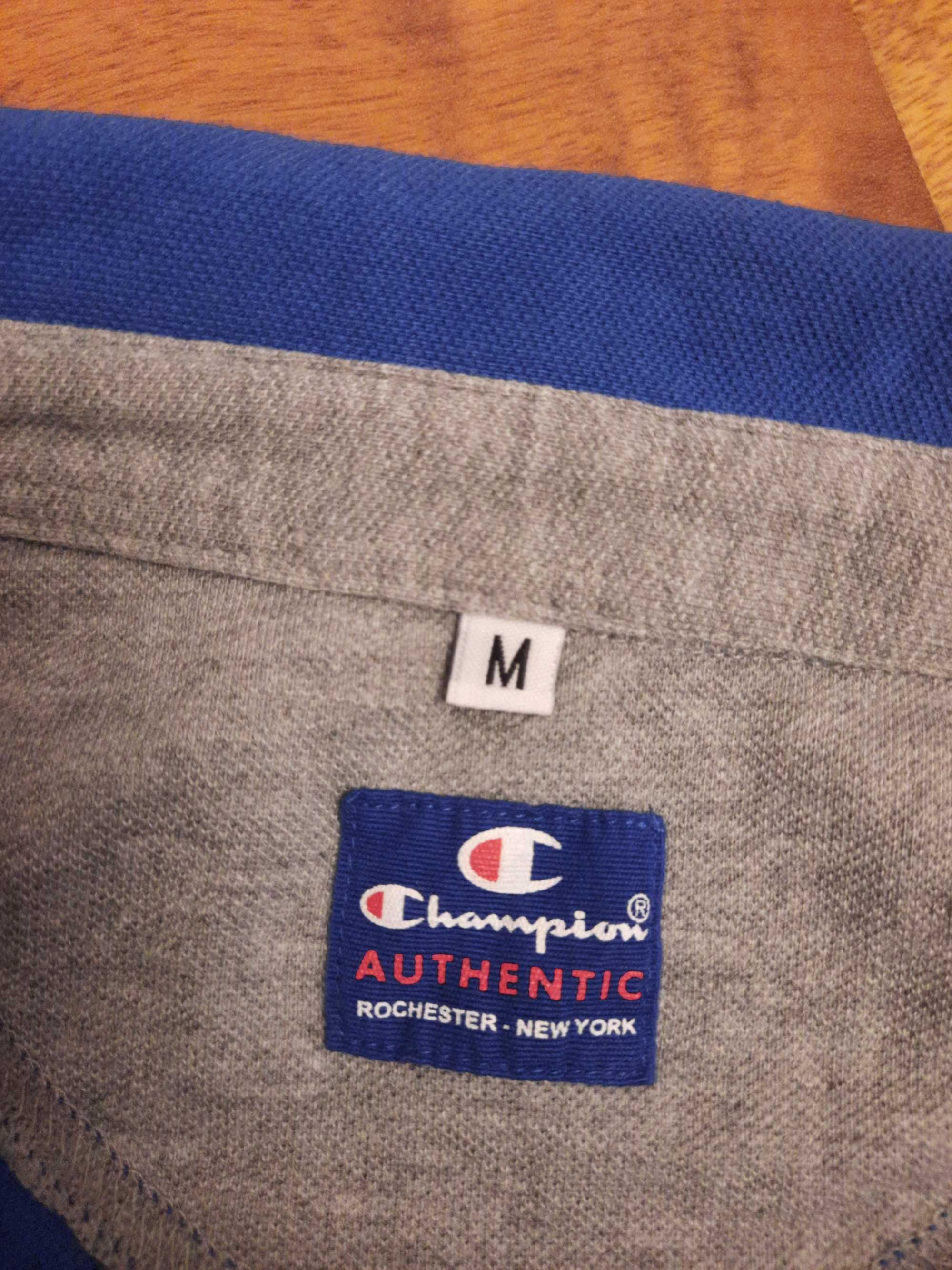 Bawełniana, niebieska koszulka Polo Champion rozmiar M
