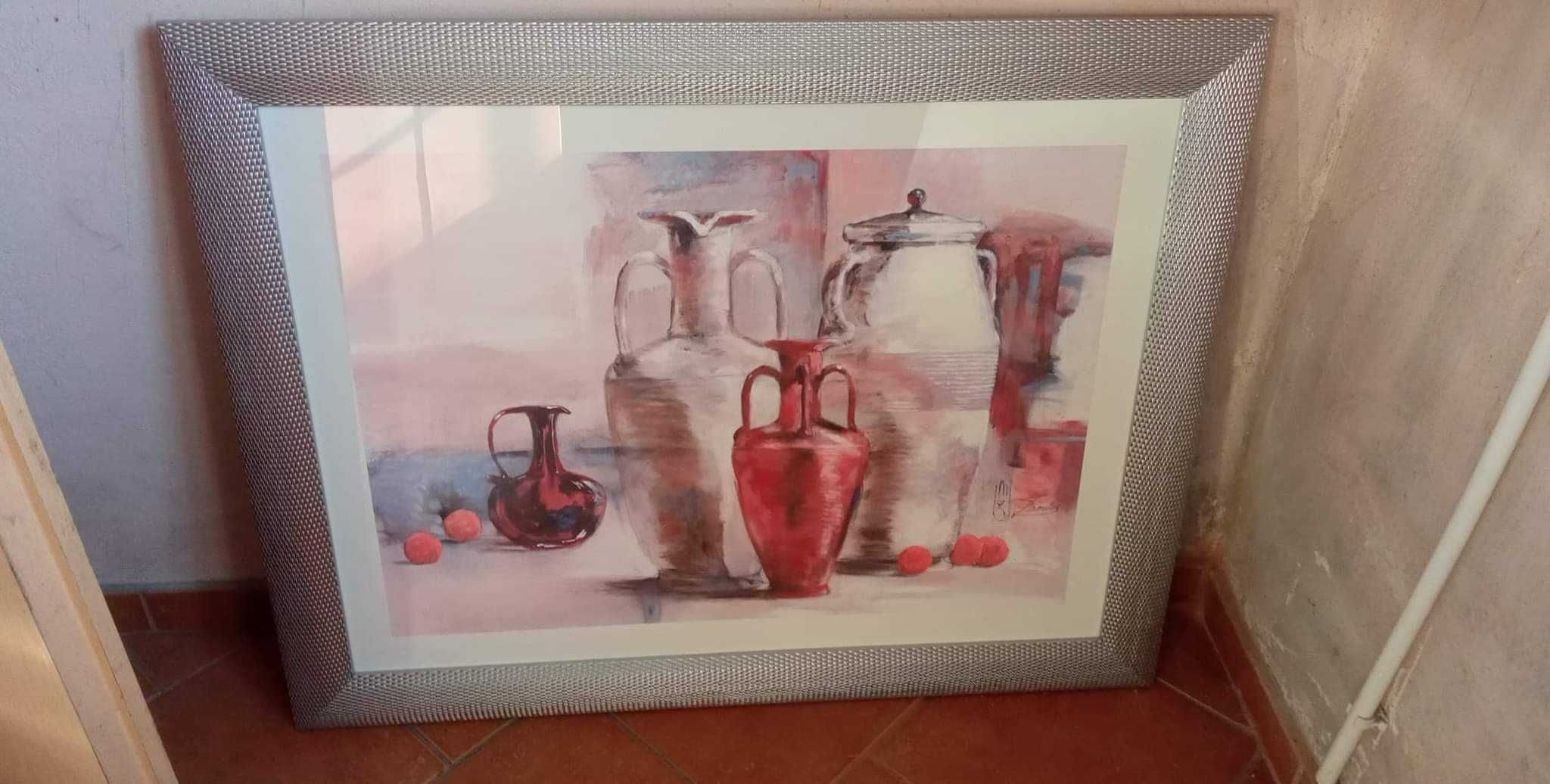 Obraz w srebrnej drewnianej ramie wazony 73 / 92 cm obrazy rama