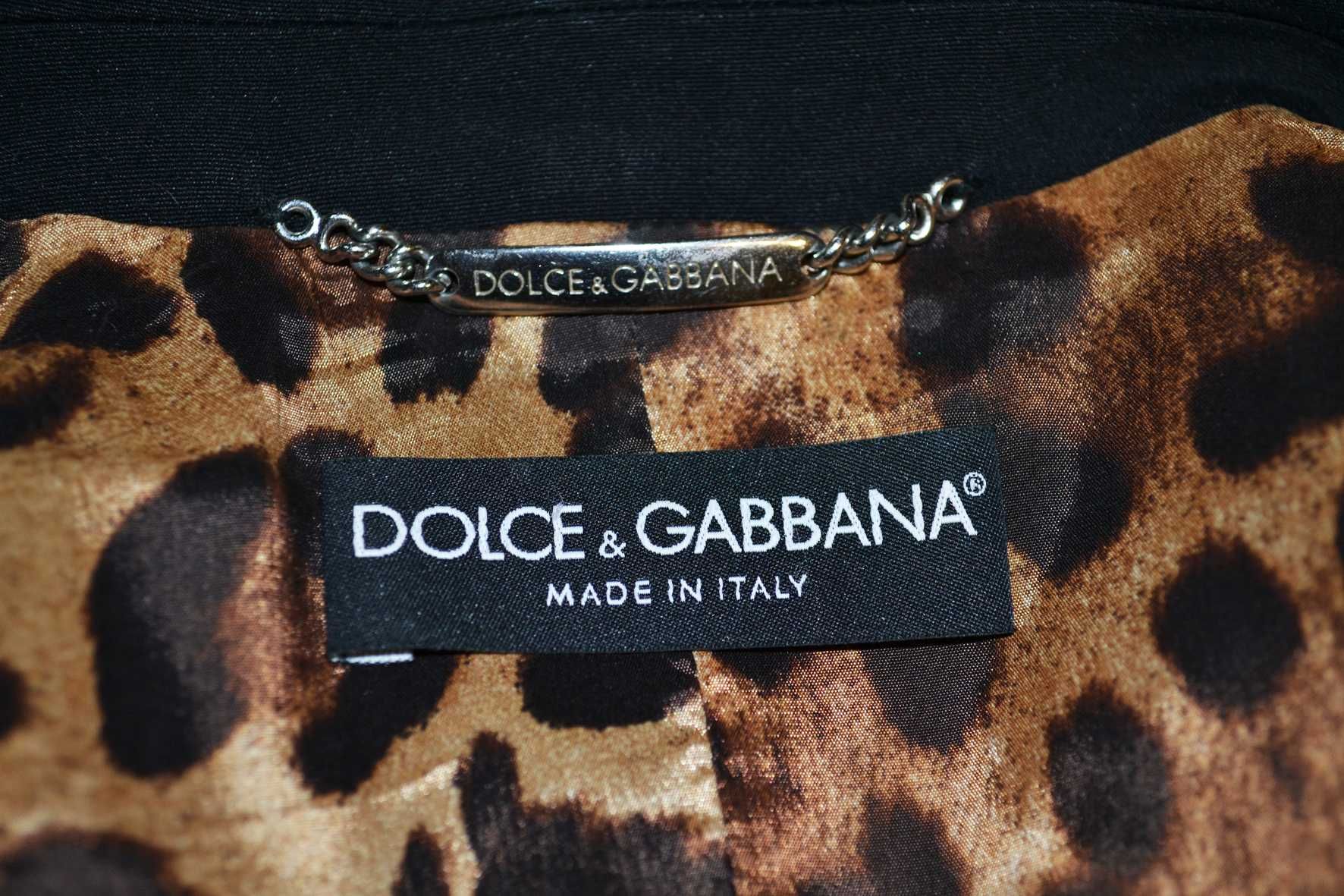 Черный пиджак Dolce & Gabbana жакет леопард подкладка