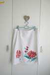 Vintage spódnica 55% len hafty boho folk indie biała 46 XXL