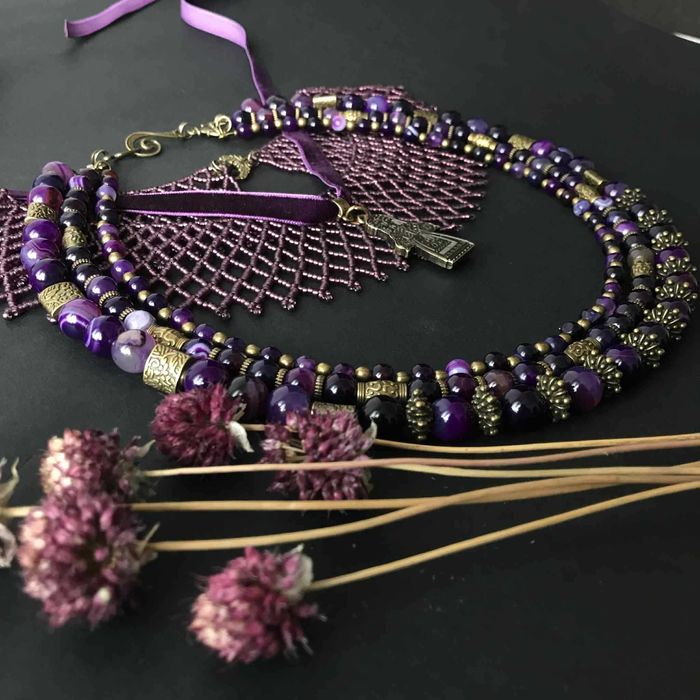 Набір прикрас в національному стилі "Лавандова ніч"