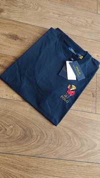 T-shirt męski Ralph Lauren haftowany miś granat nowa M XXL