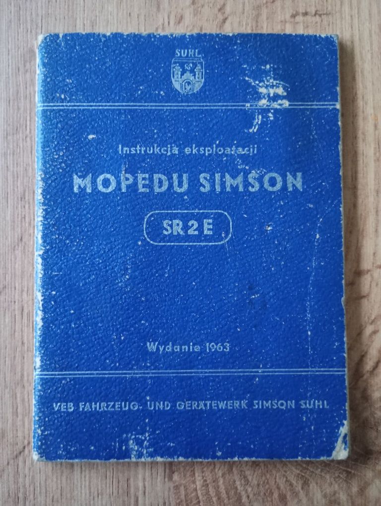 Książka Instrukcja eksploatacji do Mopedu Simson 1963 rok