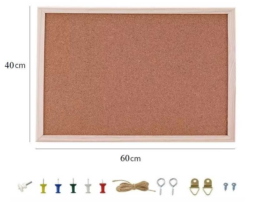 Пробкова дошка в дерев’яній рамці, настінна дошка для нотаток, фото