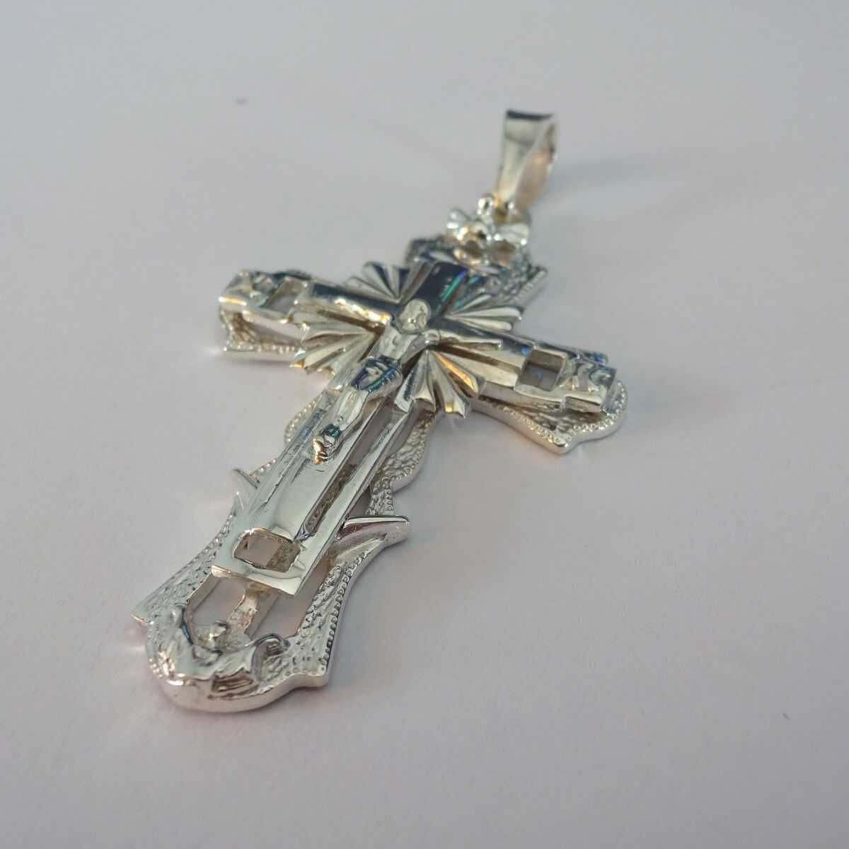Duży męski krzyż 15g, srebro 925, srebrny krzyżyk duży 7cm