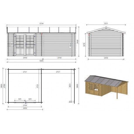 Domek ogrodowy altanka 295x295+270 cm impregnowany na brąz 24mm DOM583