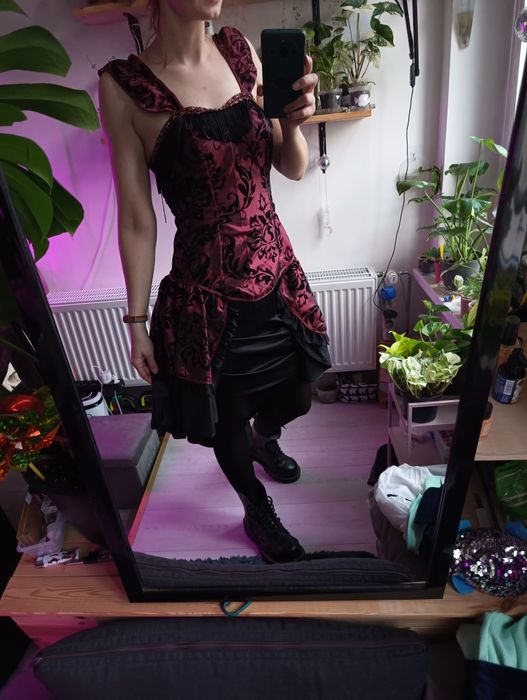 Sukienka gotycka, gotyk S czarna bordowa