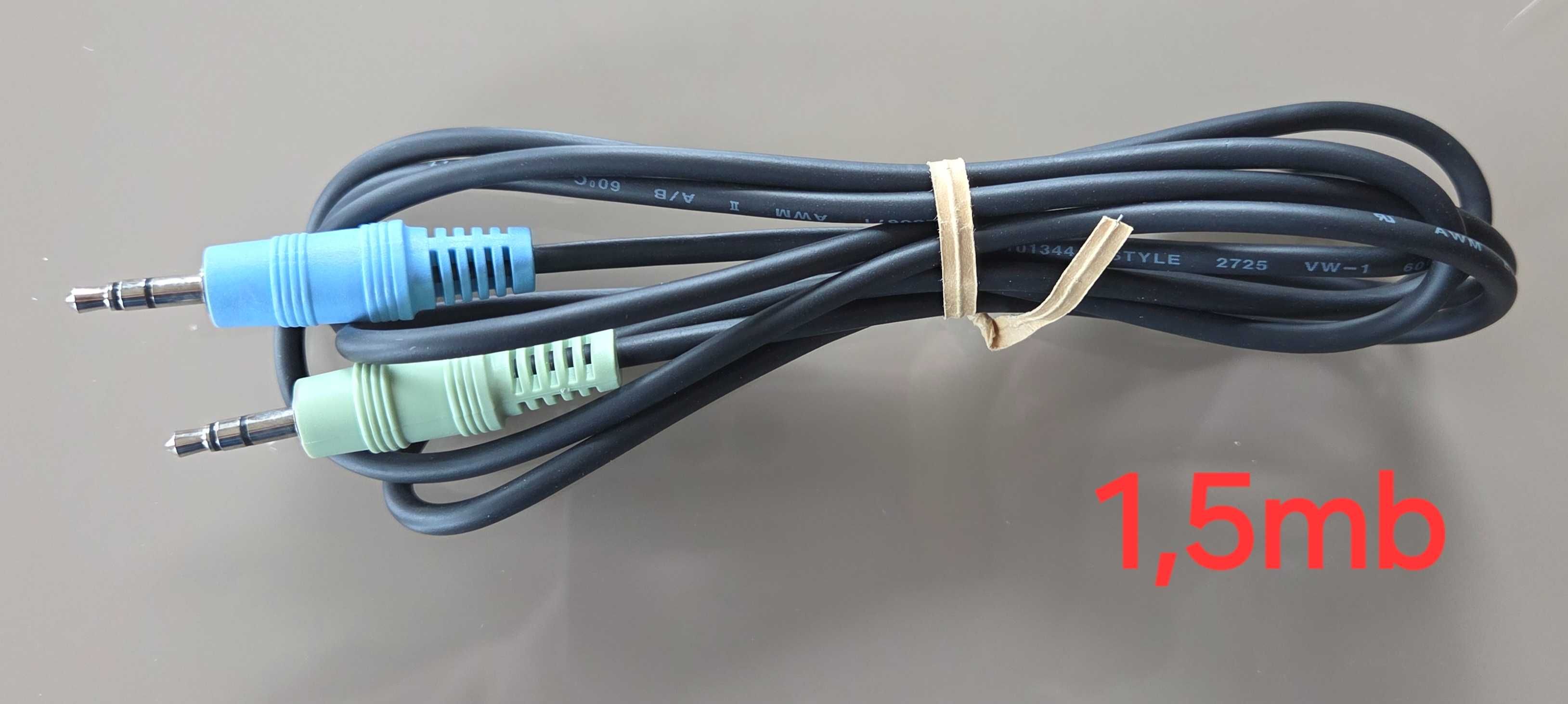 Kabel audio AUX 2x3,5 jack do połączeń sprzętu audio z elektroniką