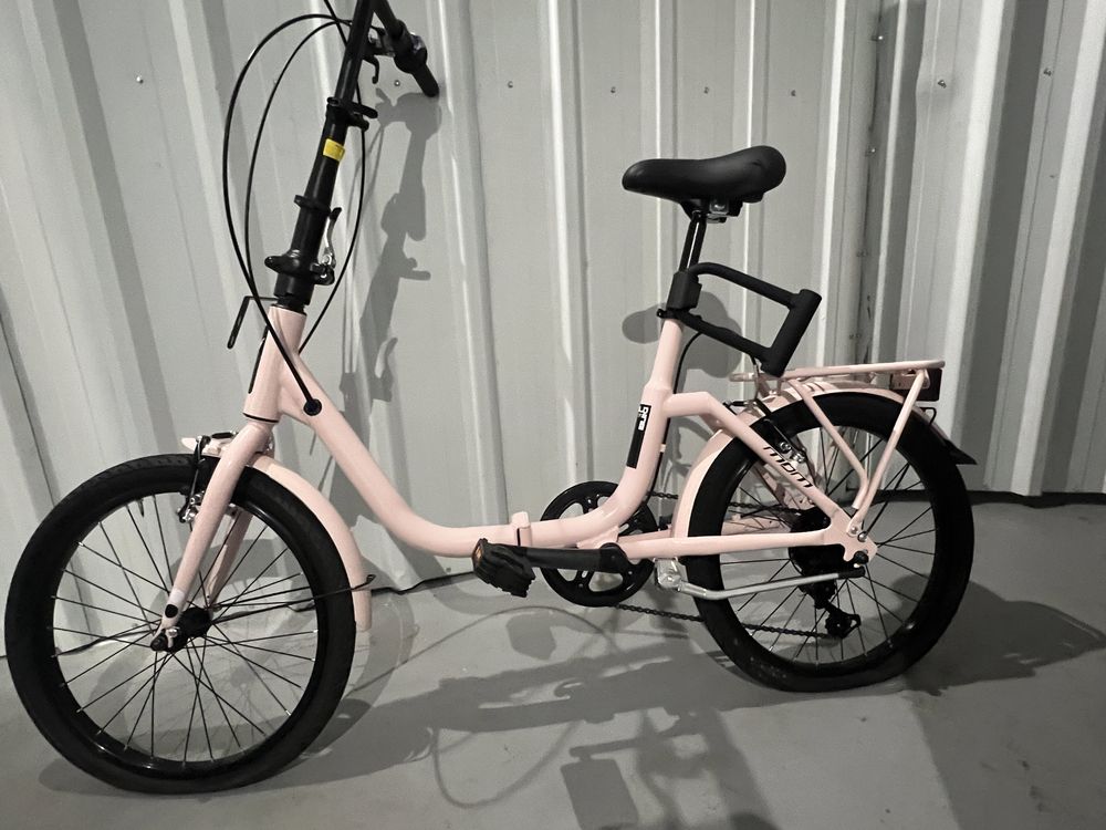 Bicicleta dobravel Rosa com cesto