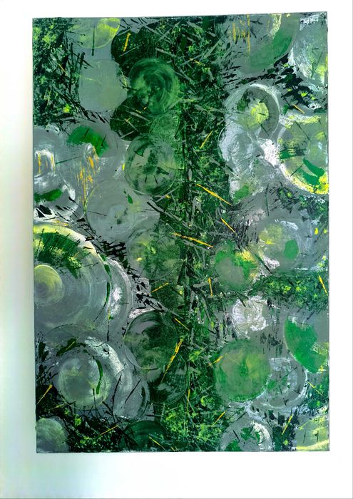 Malachitowa abstrakcja, obraz akrylowy, ręcznie malowany, 50/70 cm