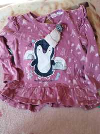 Bluzeczka 86 z pingwinkiem w czapce Pepco