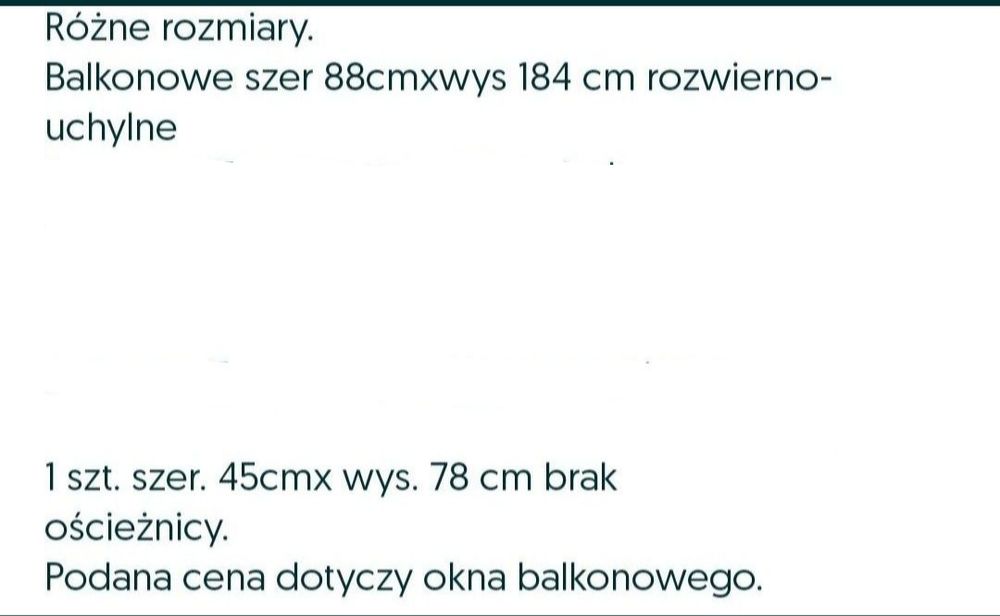 Okno balkonowe białe obustronnie