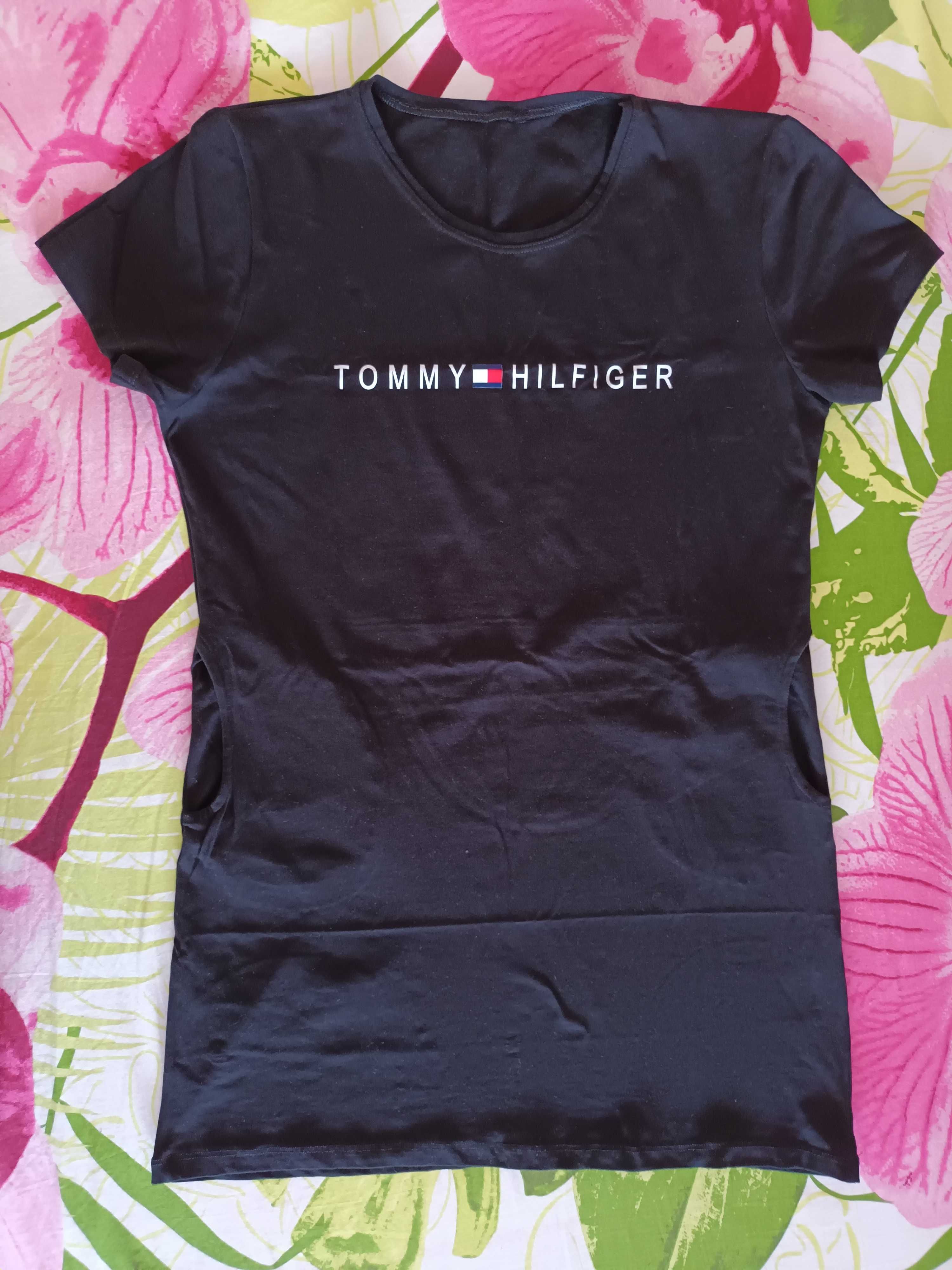 Nowa sukienka tunika M/L z napisem Tommy Hilfiger czarna, bawełna