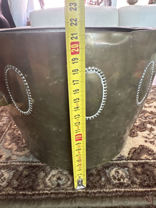 Stara mosięzna doniczka donica odsłonka na doniczke handmade