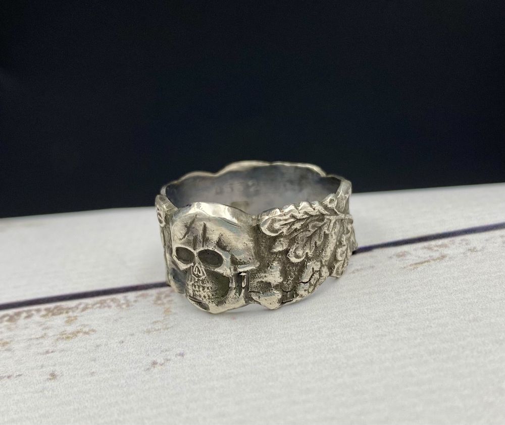Кольцо серебро 925 череп змея байкер подарок мужское