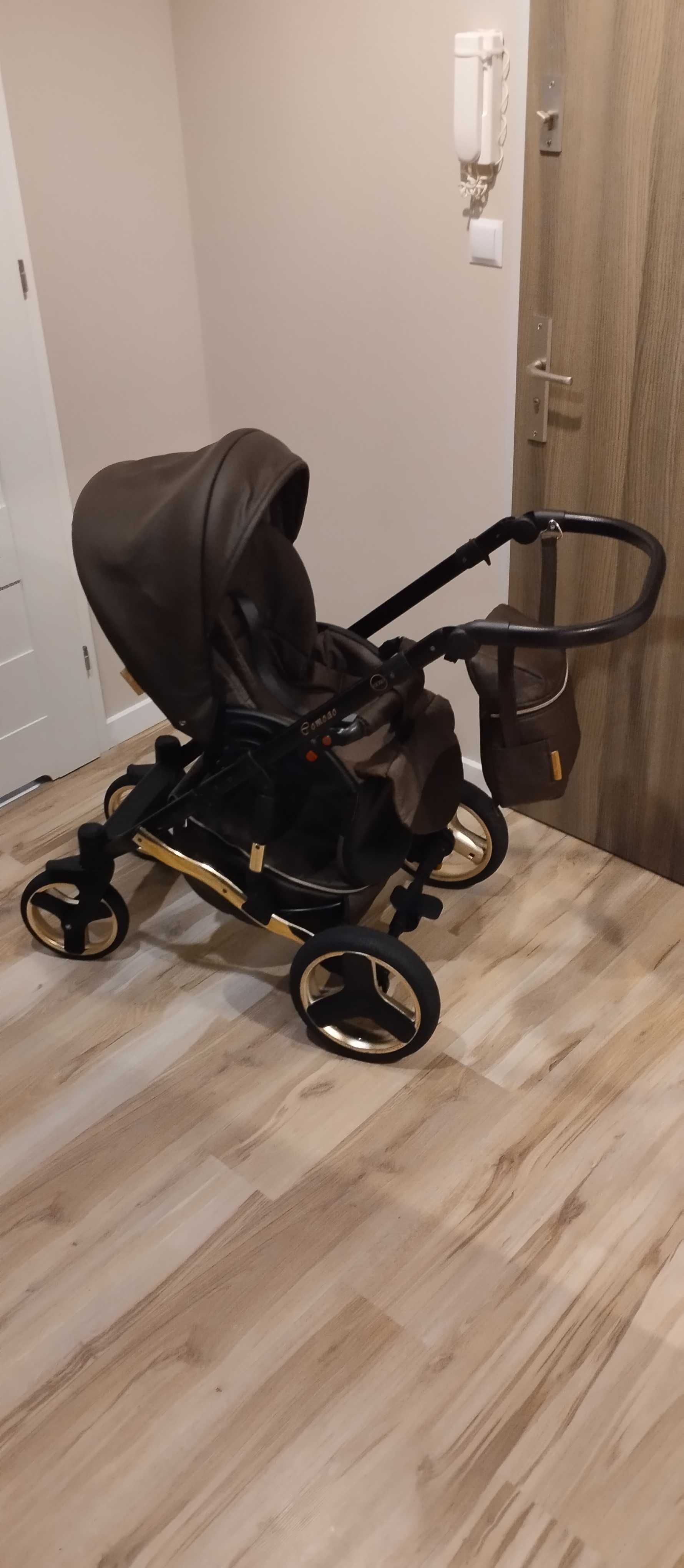 Wozek 2w1 firmowy Comodo Gold eco-skora brązowa