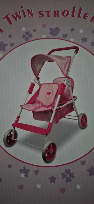 Wózek dla lalki spacerówka Anivia podwójny duo różowy