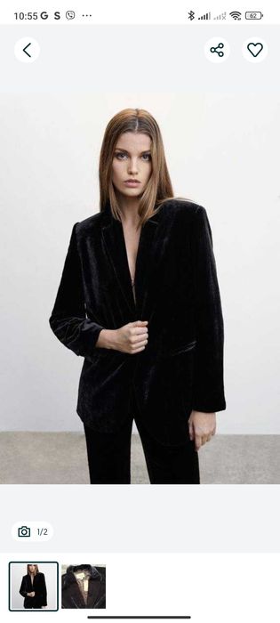 Оксамитовий подовжений піджак  , велюровий піджак Zara