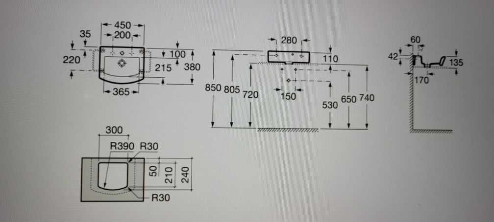 Umywalka Roca Hall 45 / wym.45x38